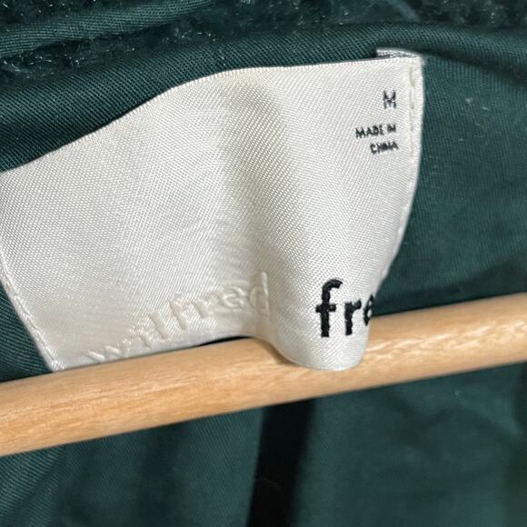 Wilfred Free Women's Green Cocoon Shawl Collar One Button Plush Jacket Sz Medium - Picture 6 of 8